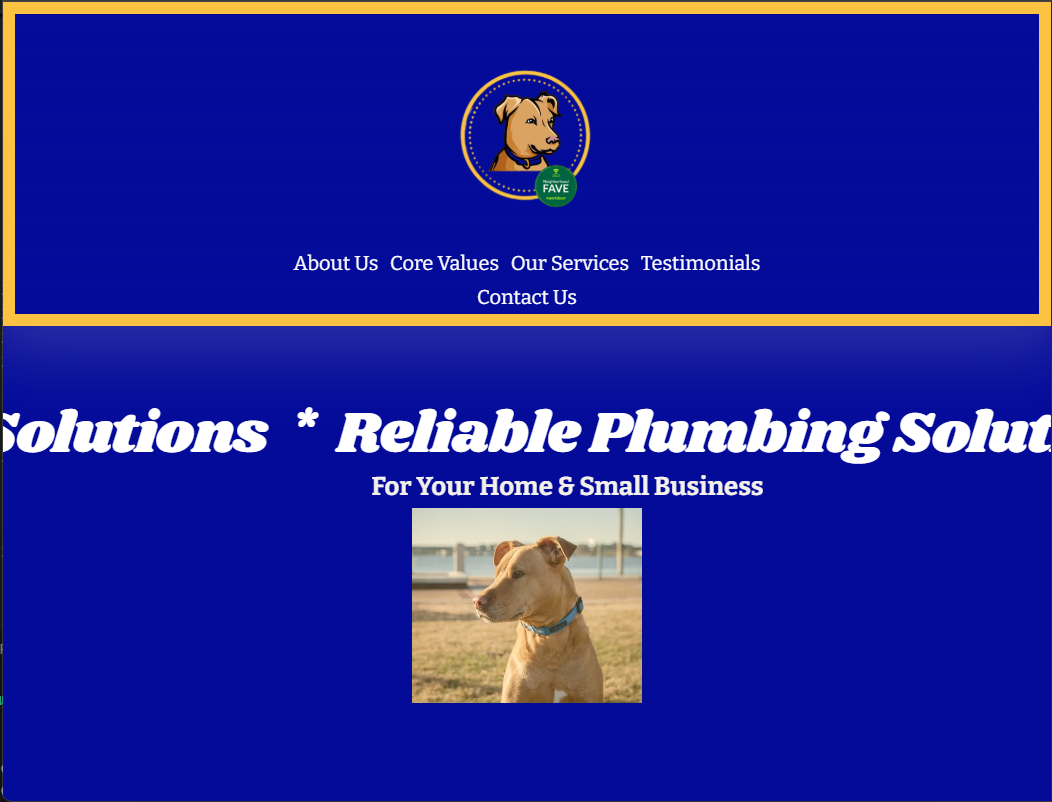 An outdated website for a local plumbing business